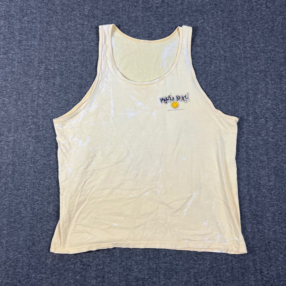 Myrtle Beach Tank Top Men’s XL Yellow Acid Wash Surf Beach South Carolina
