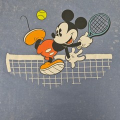 ​Disney Mickey Mouse Tennis T Shirt Size L Blue Acid Wash Double Sided Graphics