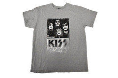 Brisco Brands Mens Kiss Retro Concert Poster Graphic Gray Shirt New Large