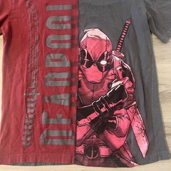 Deadpool Shirt Mens Small Marvel Logo Gray and Red Movie Short Sleeve EUC
