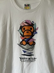 A Bathing Ape BAPE Baby Milo Graphic Logo Crew Neck Cotton Jersey Tee Men’s L