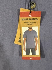 Eddie Bauer Henley T-Shirt Mens XL Purple Cotton Short Sleeve 1/4 Button NWT