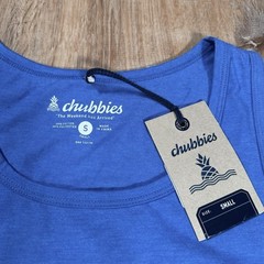 NEW Chubbies Tank Top Mens Small The Giant Wave Blue Palm Trees Beach