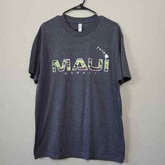 Unisex L Maui Hawaii Graphic Tee Shirt Charcoal Gray Marl With Camouflaged Logo