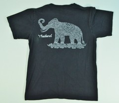 Vintage Thai Thailand Elephant Double Sided 90’s Medium Black Shirt “Beaded Art”