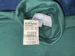 Vintage Hanes Activewear Green Turtleneck Shirt USA Made XL 100% Cotton