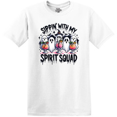 Halloween T-Shirt “Sippin’ W/ My Spirit Squad” – Choose Your Color & Size
