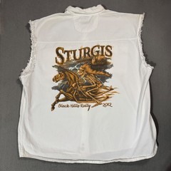 Sturgis Motorcycles Black Hills Rally Vtg 3D Skeleton Horse Tank Top T Shirt 5XL