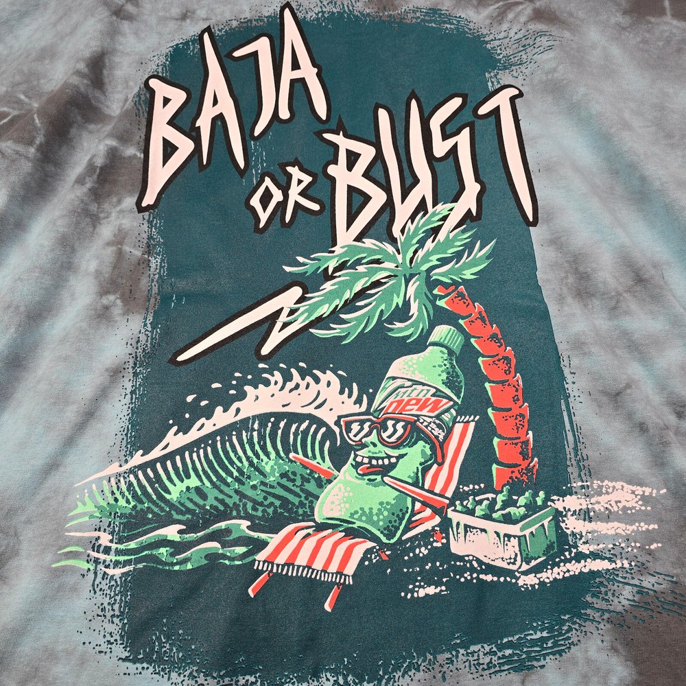 MOUNTAIN DEW BAJA BLAST Shirt Mens 2XL XXL Blue TIE DYE CASUAL Faded Gamer NWT