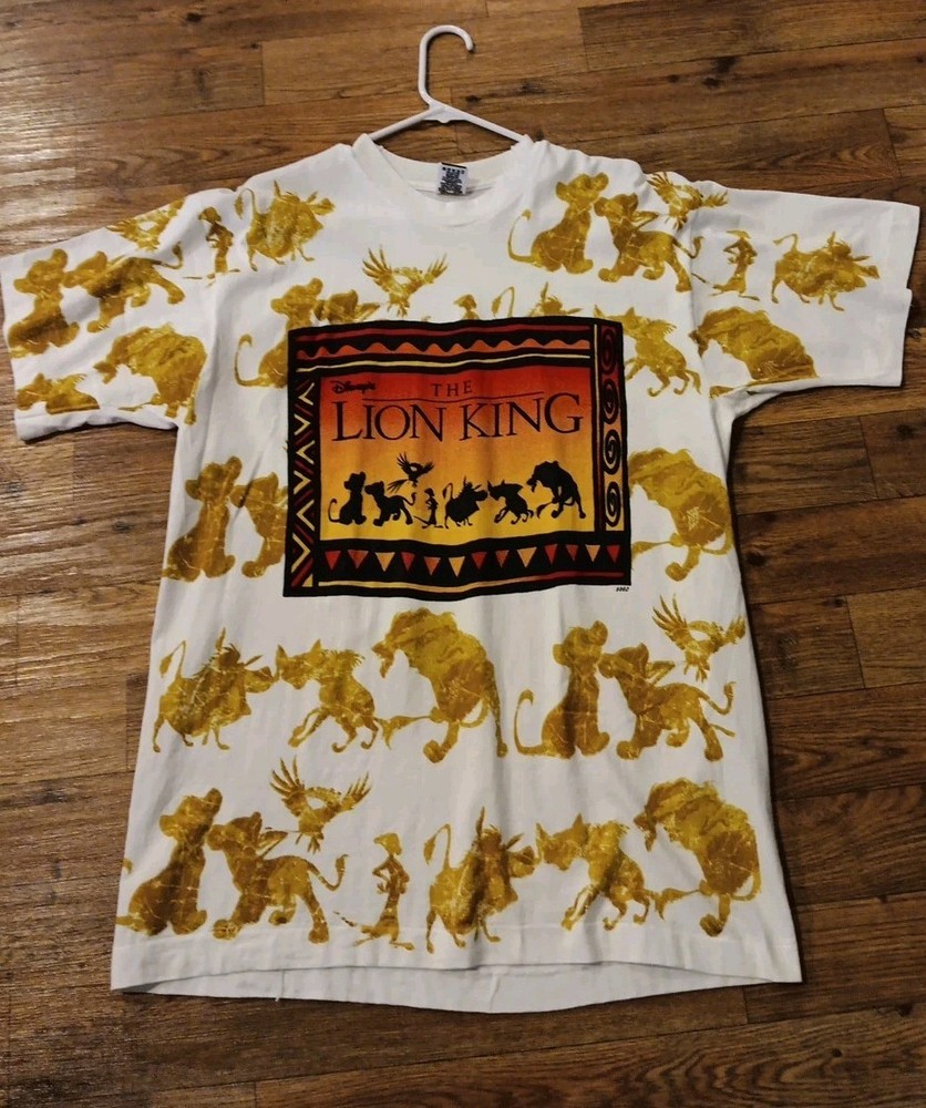 Vtg The Lion King Disney T-Shirt Size OSFM All Over Print 90s (Back Is Plain)