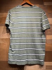J.Crew Mens Washed Short Sleeve Slub Cotton T-shirt Green White Stripe Medium M