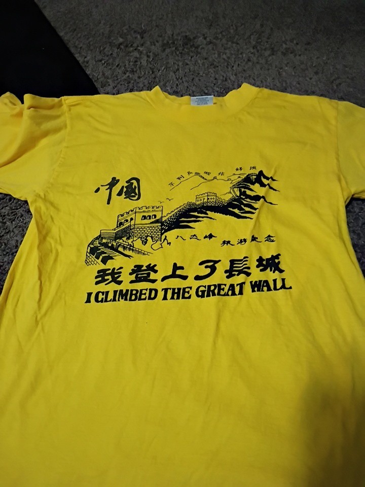 Vintage I Climbed The Great Wall Of China Shirt 90s Yellow Large