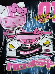 Hello Kitty Tokyo Speed Racing Tee Black T Shirt Size Medium Pink Racer EUC