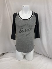 Sauce Hockey Shirt S Gray 1/2 Sleeve Poly Cotton Rayon Made USA YGI O2-331
