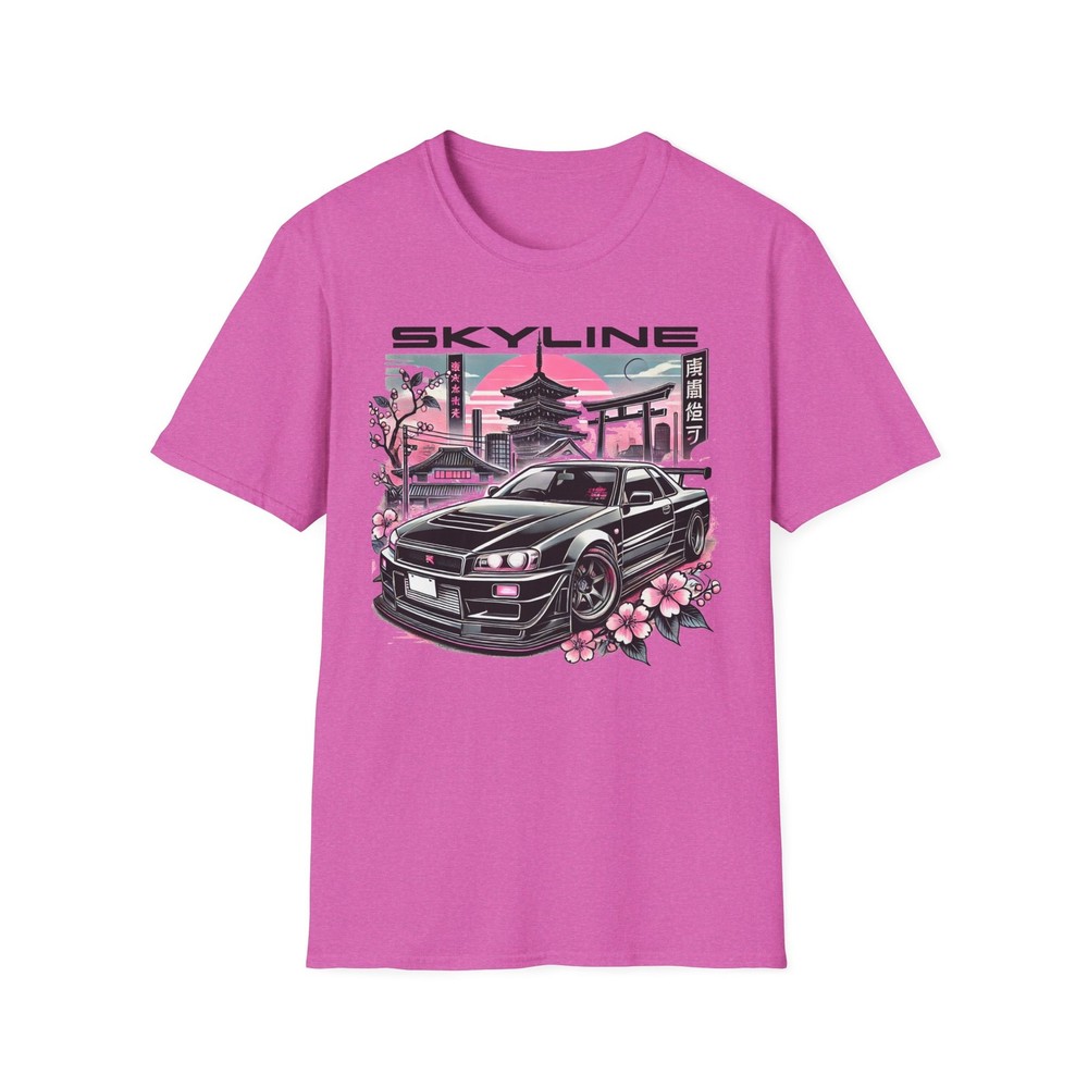 Skyline R34 GT-R JDM Tokyo Pagoda Torii Cherry Blossom Graphic T-Shirt