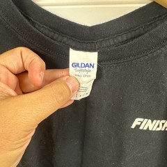 Finish Line Logo Gildan T-Shirt Mens Medium Black Cotton Crew Neck Short Sleeve