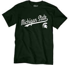 Blue 84 Mens Michigan State Spartans T-Shirt Cursive Team Color Team Color