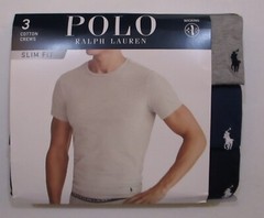 3 POLO RALPH LAUREN S M L XL SLIM FIT COTTON BLACK WHITE NAVY CREW NECK T SHIRTS