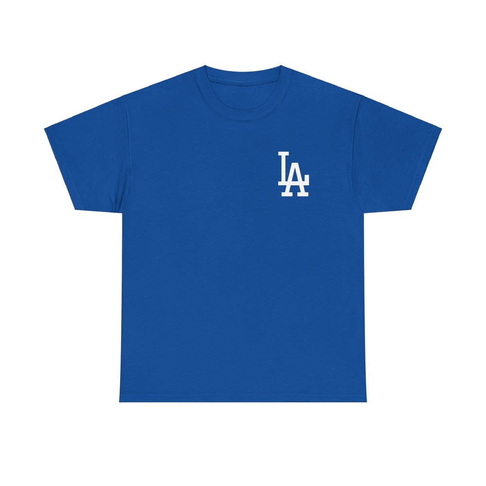 Los Angeles L.A. City Logo LA Script Blue Black Baseball Unisex Heavy Cotton Tee