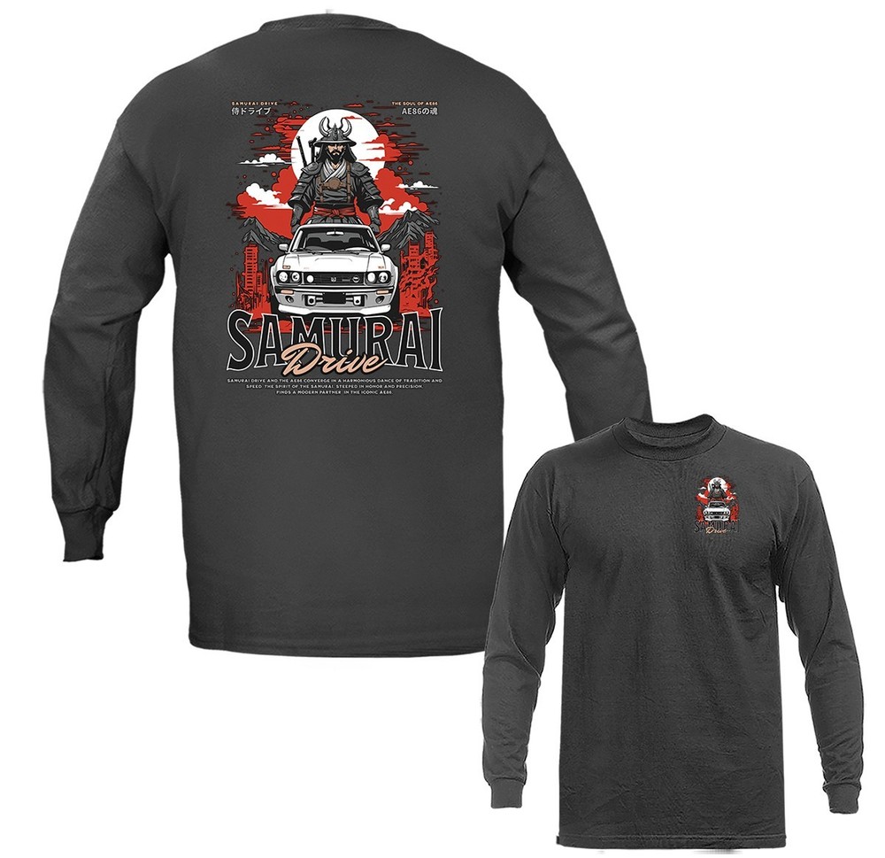 Samurai Drive Imported Tuned Custom JDM Sports Car Long Sleeve T-Shirt