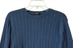 90’s Alfani Mens Small Blue Ribbed Knit Long-Sleeve Crewneck Shirt 100% Cotton