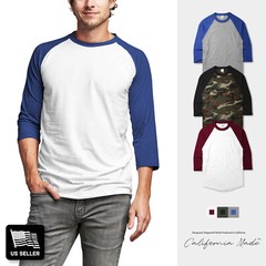 Mens Baseball Raglan 3/4 Sleeve T Shirts Camouflage Sports Team School Dance