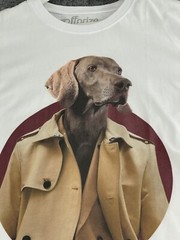 Off Prize Shirt Mens Medium Tee Dog Print White Slim Fit Cartoon Mafia Boss N131