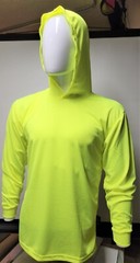 Yellow Long Sleeve Safety Shirt With Hoodie, Quick Dry Polyester Birdeye mesh