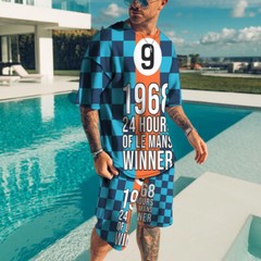 Summer Short Sleeve T-shirt Set Fashion Two Piece Street Short Sleeve 3D Printed