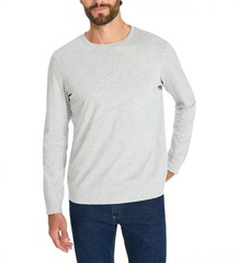 Mens Cotton Crewneck Long Sleeve T-Shirt Gray Size XL, 2XL, 3XL, XLT, 2XLT, 3XLT