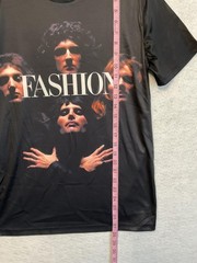 Fashion Portrait Shirt Mens Small Black Graphic Tee Music Style Top Front Back