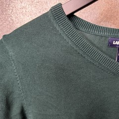 Lands End Men’s Long Sleeve Tee Size XL Green Classic Casual Pullover