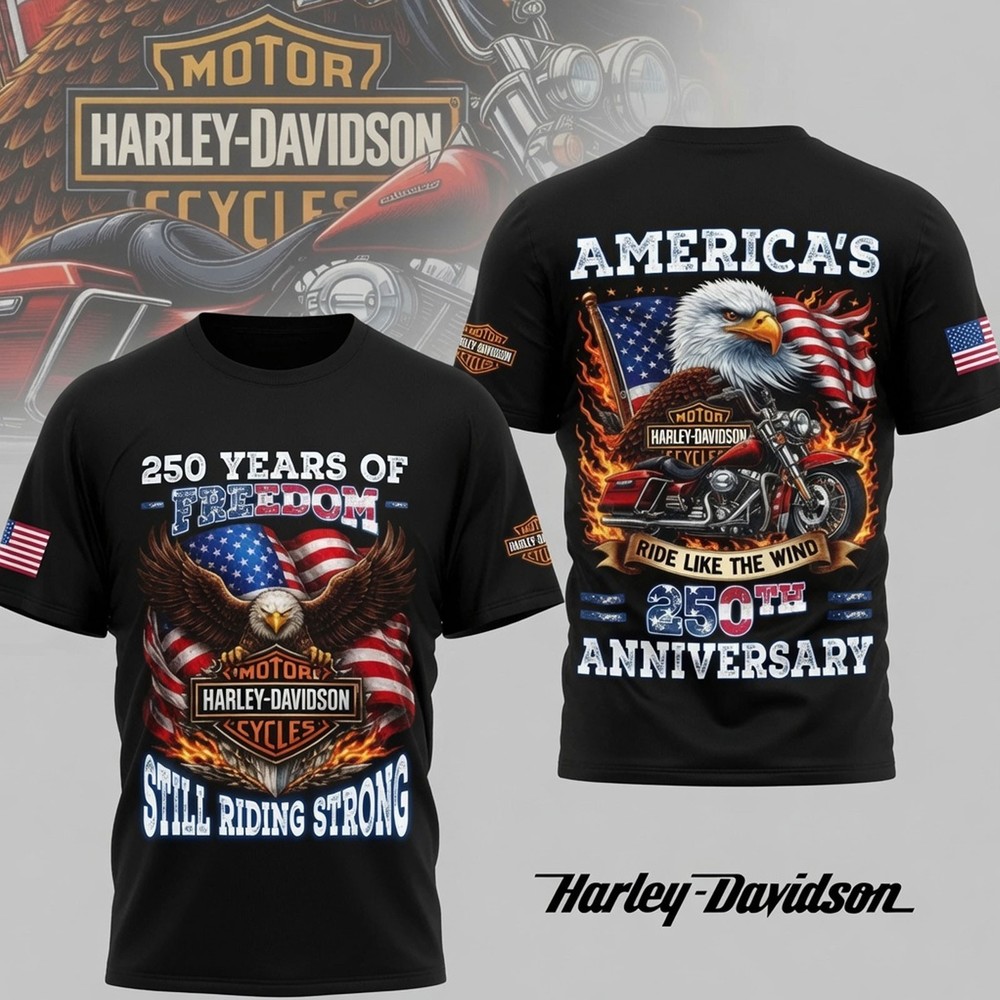 Harley-Davidson America 250th Anniversary Shirt 1776-2026 Independence Day Tee