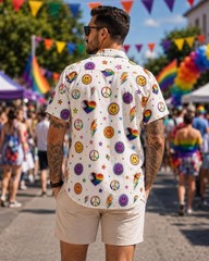 LGBTQ Rainbow Hawaiian Button Up Shirt