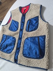 KAPITAL Vest Boa Fleece Navy Cream Unisex Size XL 4 Pre-owned Made in Japan 0306