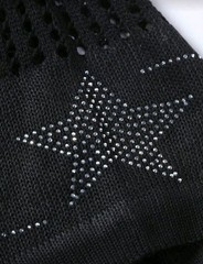 New Men Luxury Diamond Rhinestones Fashion Black Knitted T-Shirt High Quality