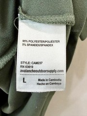 Avalanche Outdoor Supply Co Mens Large Green Polyester Spandex T-Shirt CAM237