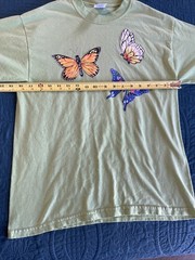 Lot of 6 VTG SINGLE STITCH Yellow Butterfly Print T-Shirts Size L/XL