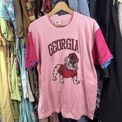 Rare Vintage 80s Pink University Of Georgia Bulldogs Shirt Single Stitch XL