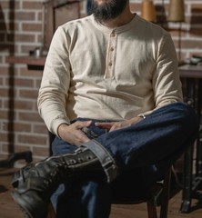 Vintage Long Sleeve Henley Shirt – Apricot M