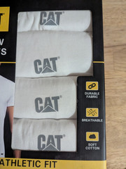 NEW 4 Pack Caterpillar CAT Men’s Crew Neck T-Shirts Sz SMALL White Athletic Fit
