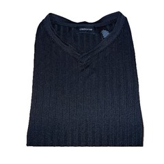 Claiborne Mens V-Neck ribbed Shirt Black Rayon Blend M
