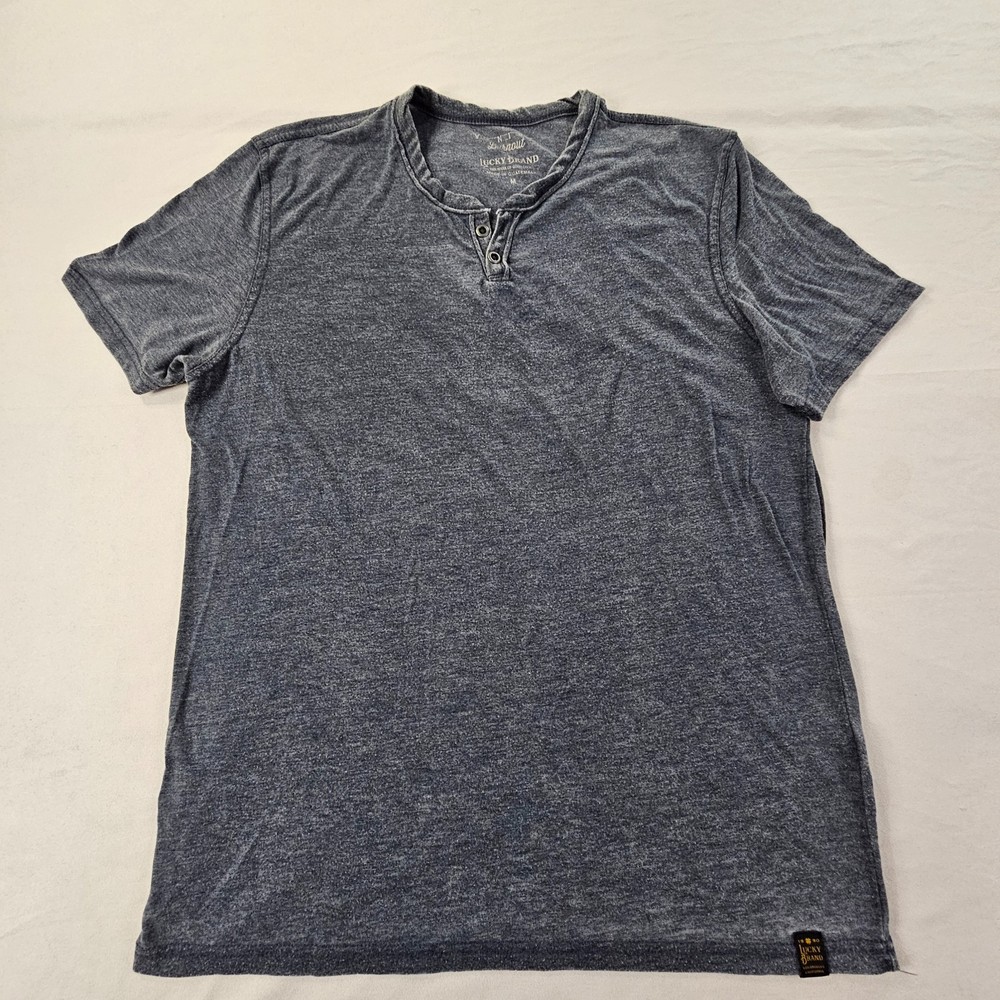 Lucky Brand Venice Burnout Blue Short Sleeve Henley T-Shirt Men’s M