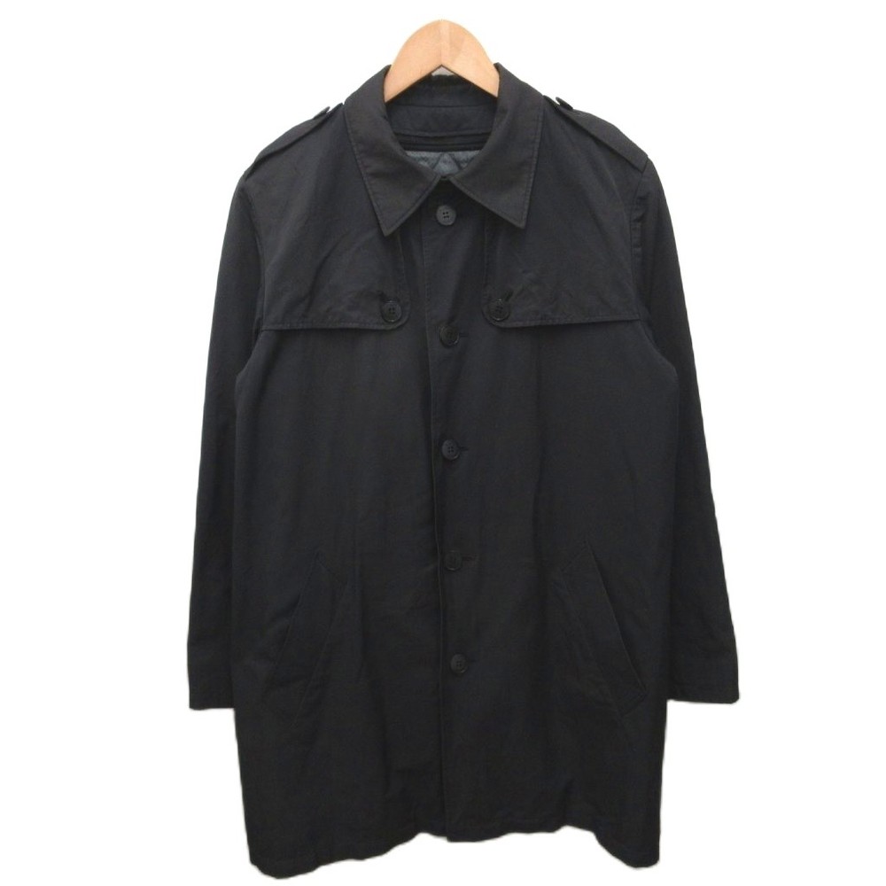 Agnes b Homme Stainless Steel Collar Coat Long Black with Liner
