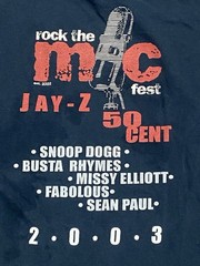 SEE PHOTOS Vintage Jay Z 50 Cent Rap Tee Shirt Rock The Mic Tour 2003 Size XL
