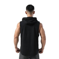 Gym Bodybuilding Men’s Hooded Tank Tops T Shirt Sleeveless Vest Workout Hoodie