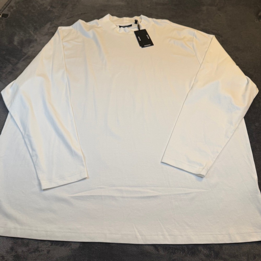 Murano Liquid Luxury Mock Neck Shirt Mens 4XB White Big and Tall Cotton