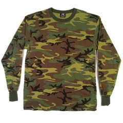 Rothco Camouflage T-Shirt Mens XL Multicolor Long Sleeve Crew Neck Cotton Blend