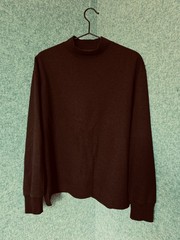 Uniqlo U Mock Neck T-Shirt Mens Large Burgundy Long Sleeve Heavyweight Athletic