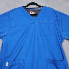 Carhartt Shirt Mens XL Blue Classic Fit Ripstop Scrub Top V Neck Pockets Stretch